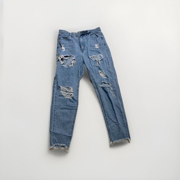 Riot Denim - Riot High Rise Mom Jeans Size 8/Medium Ripped Distressed %100 Cotton